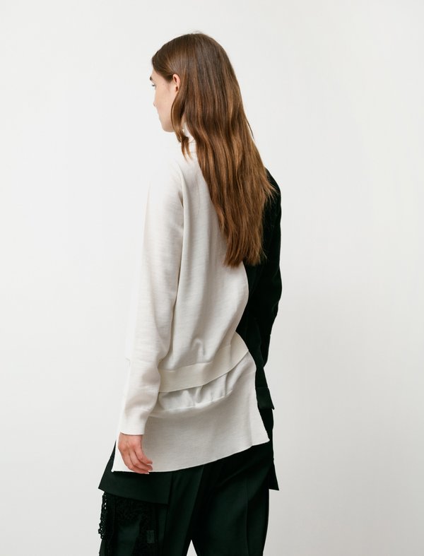 Y's by Yohji Yamamoto Layering Taste Diagonal Knit Top - Black / White Y's by Yohji Yamamoto Layering Taste Diagonal Knit Top - Black / White