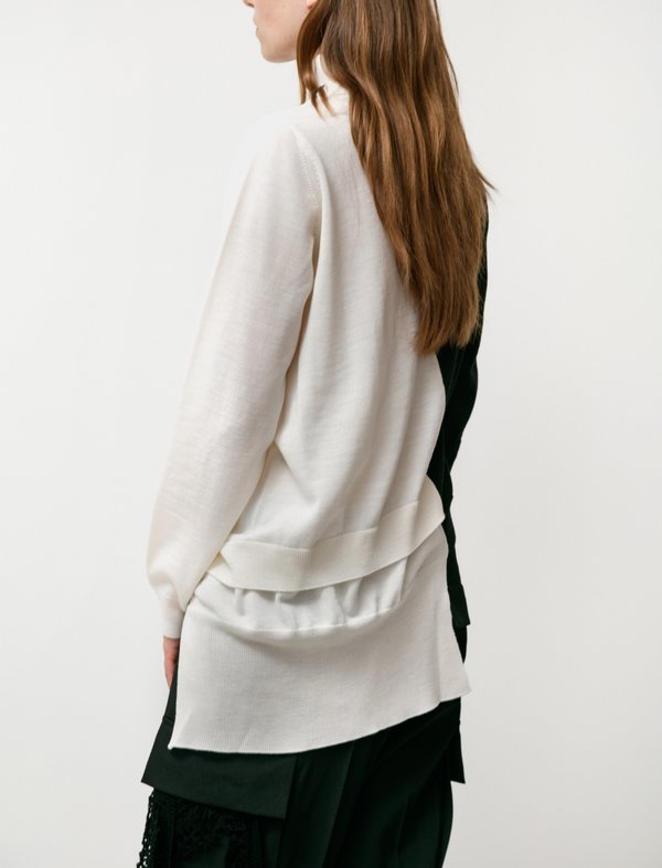 Y's by Yohji Yamamoto Layering Taste Diagonal Knit Top - Black / White Y's by Yohji Yamamoto Layering Taste Diagonal Knit Top - Black / White