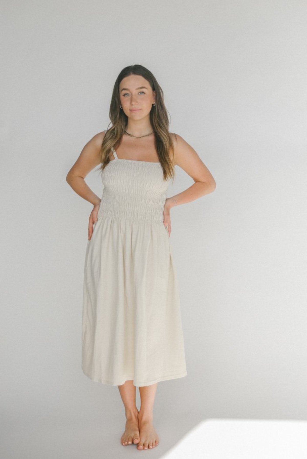 Faithfull the Brand Camden Midi Dress - Plain Oat - Image 1 of 5