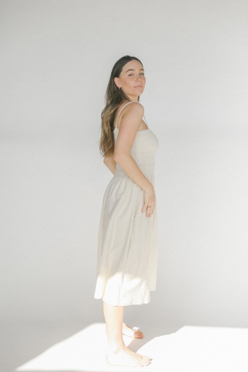 Faithfull the Brand Camden Midi Dress - Plain Oat