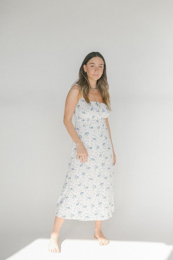 chinese dress ladies Jasmina Maxi Dress - Blue Flower main image 1