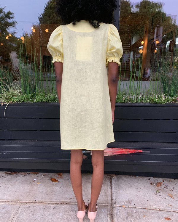 Sleeper Marie Linen Collared Dress - Lemon Sleeper Marie Linen Collared Dress - Lemon