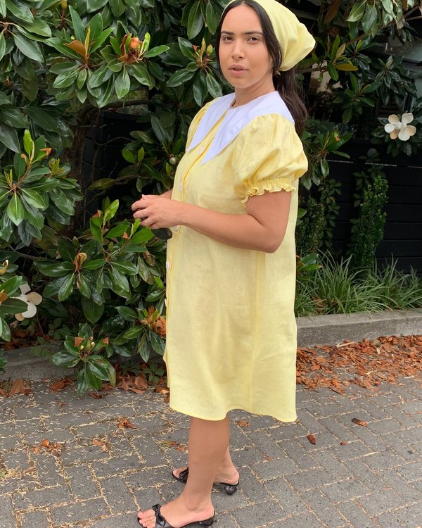 Sleeper Marie Linen Collared Dress - Lemon