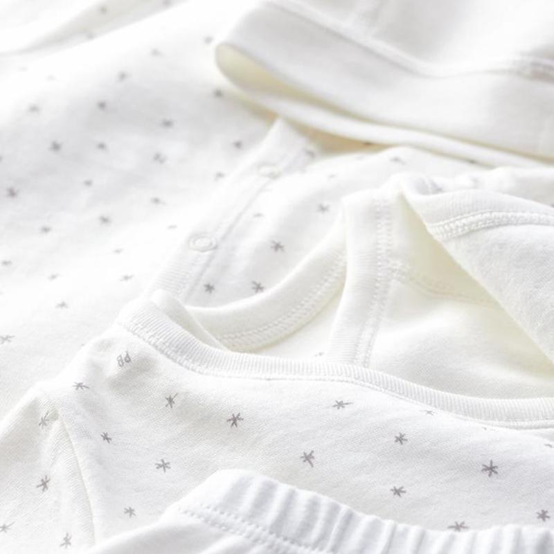 kids Petit Bateau Baby Tozza Sketch Star Print Five Piece Set - White 