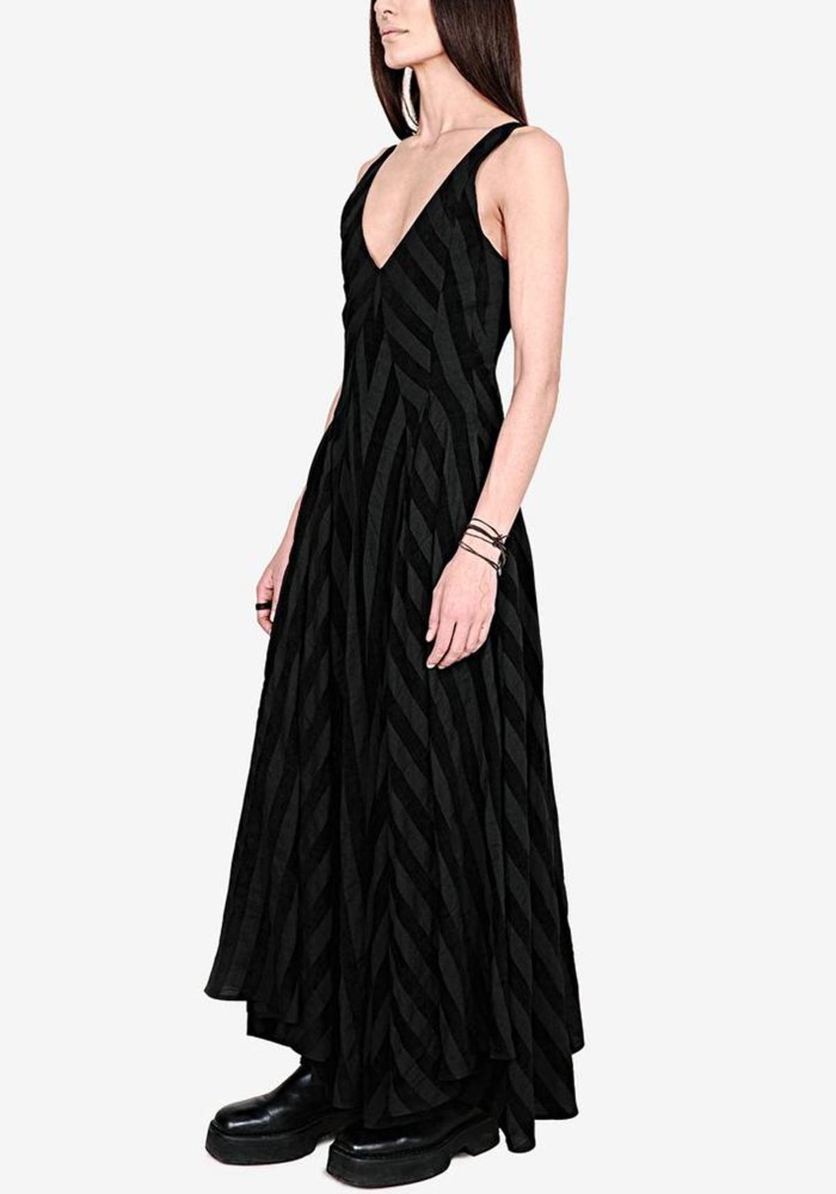 blue dress for baby girl Asymmetric Striped Floral Embroidery Maxi Dress