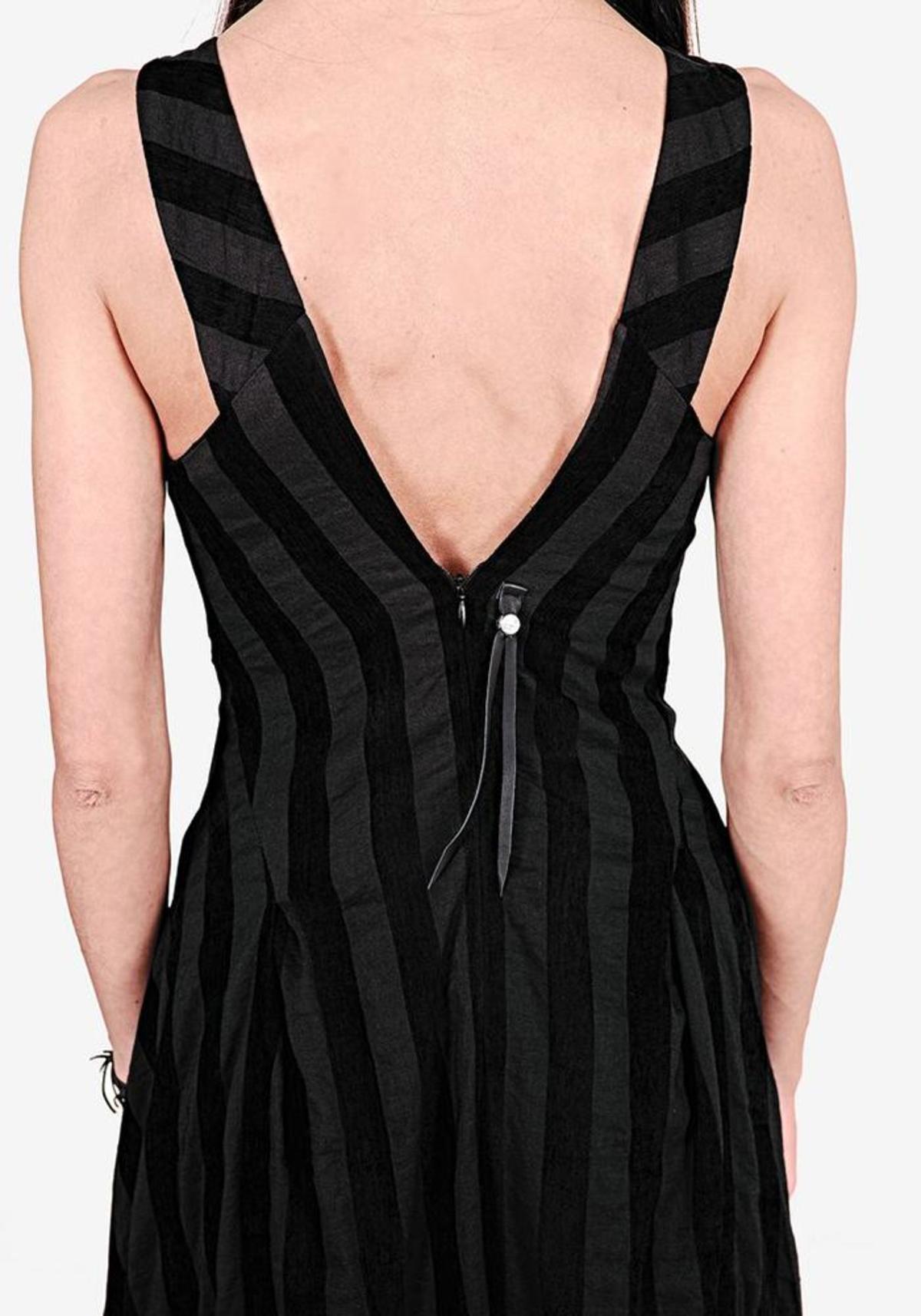 blue dress for baby girl ATM Viscose Variegated Striped Maxi Dress in Linen/Black