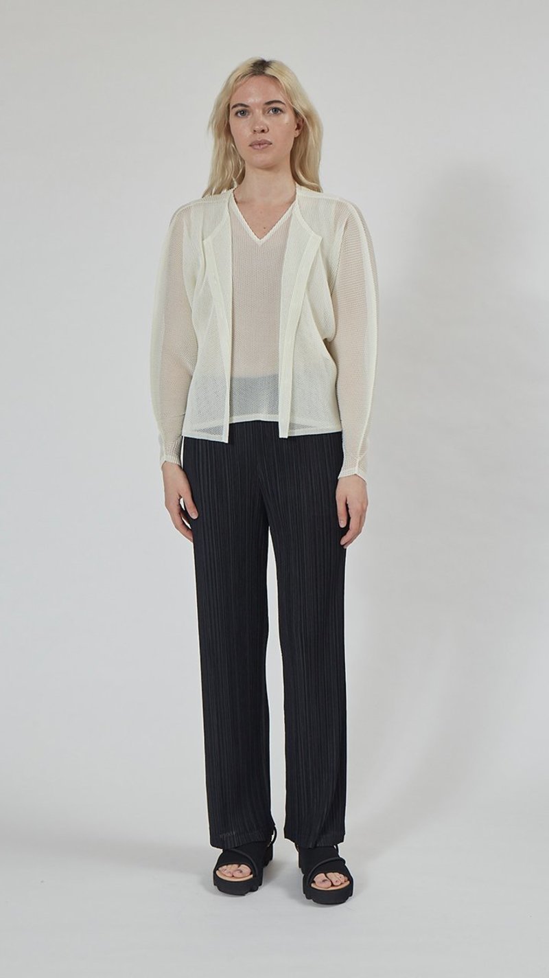 Issey Miyake Pleats Please Tatami Cardigan - White | Garmentory