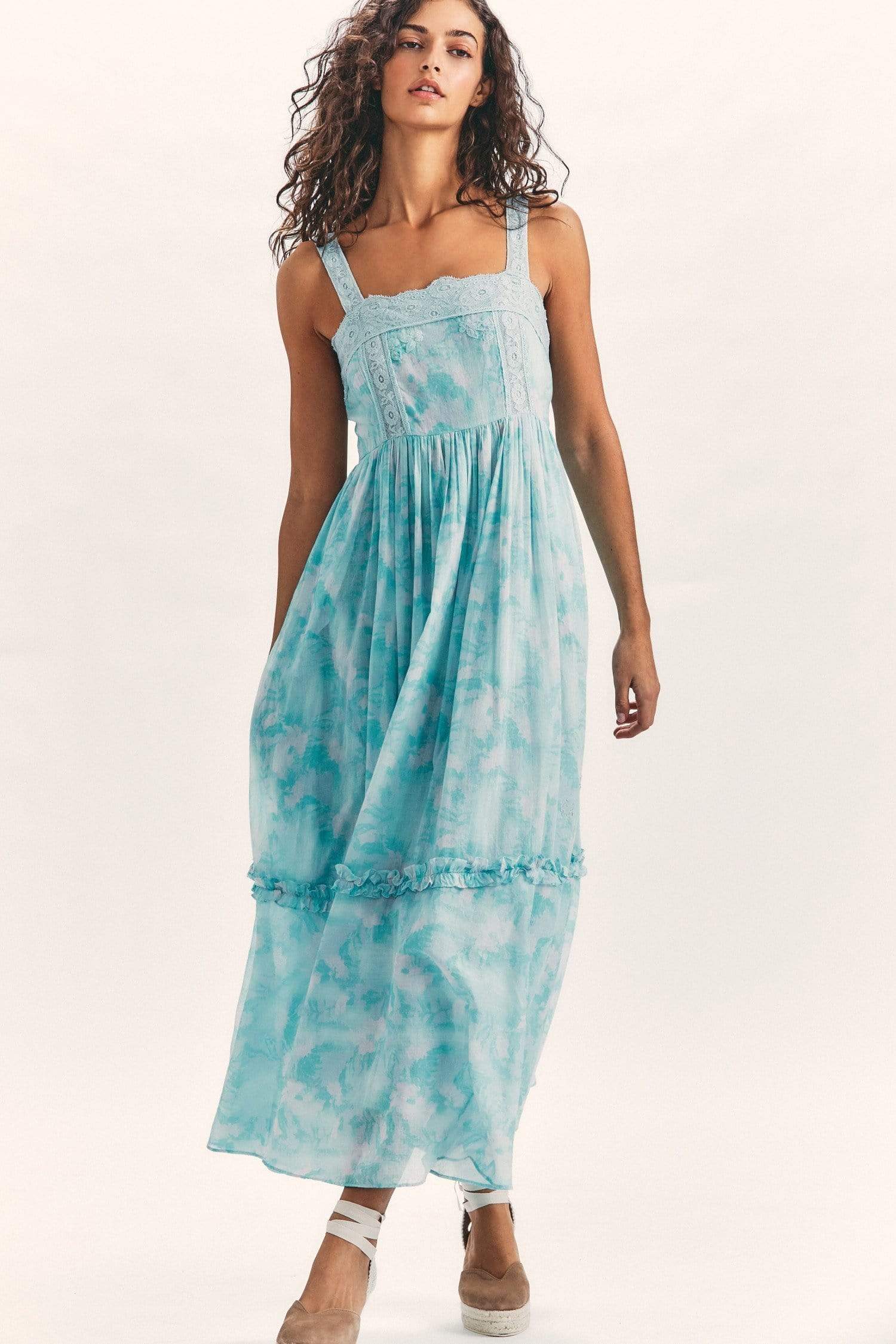 chinese dress ladies Sleeveless Sadie Maxi Dress Aqua Floral Silhouette Jacquard main image 0