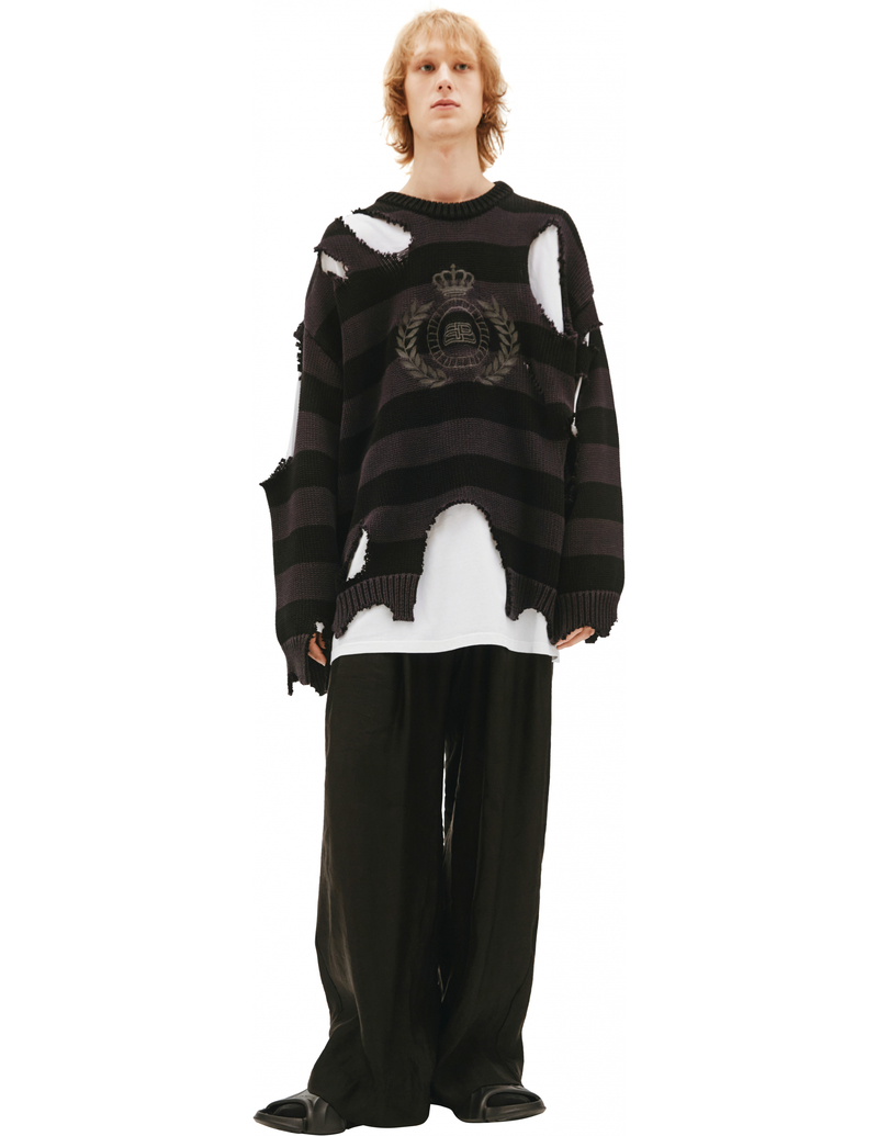 Balenciaga Ripped Logo Sweater | Garmentory