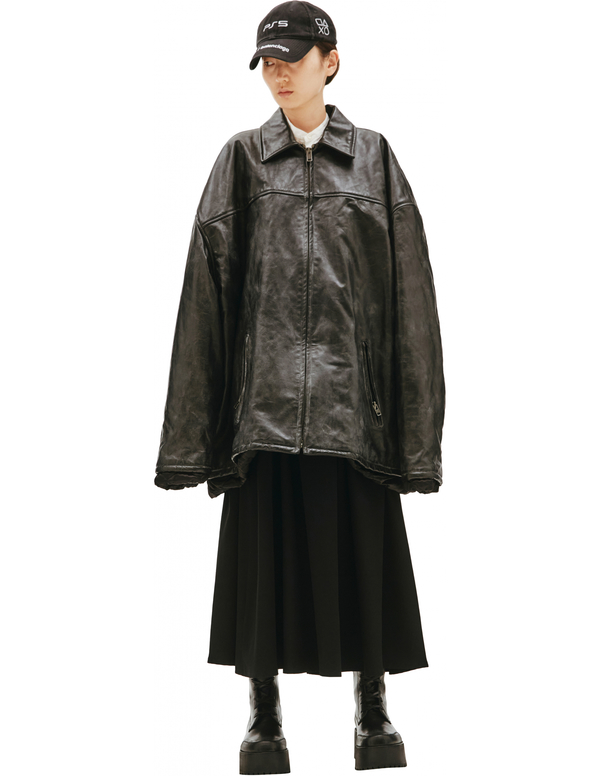 balenciaga leather jacket black