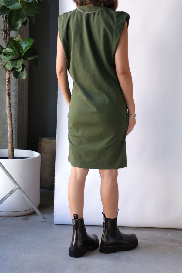 Bassike Double Jersey Turnback Tank Dress - Moss Green | Garmentory Bassike Double Jersey Turnback Tank Dress - Moss Green | Garmentory