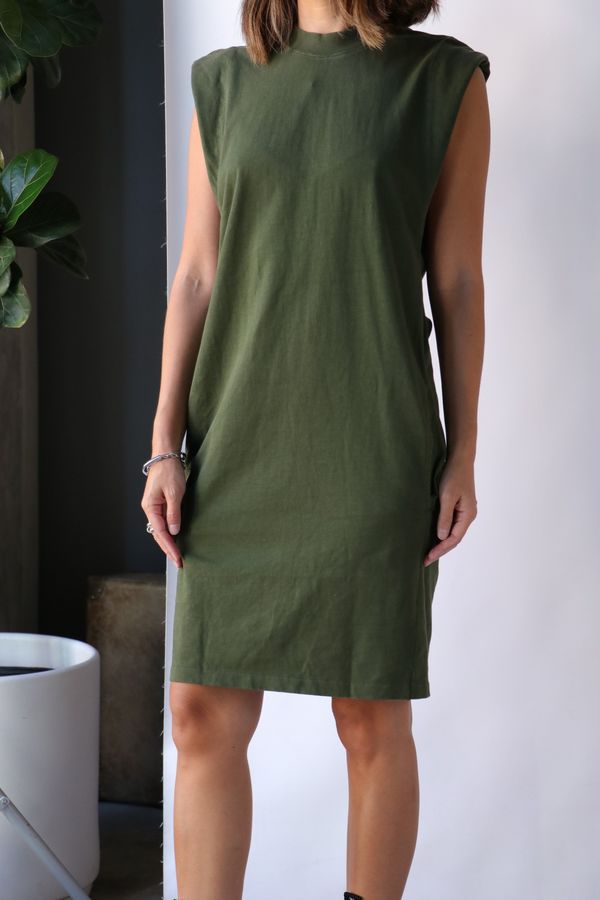 Bassike Double Jersey Turnback Tank Dress - Moss Green | Garmentory