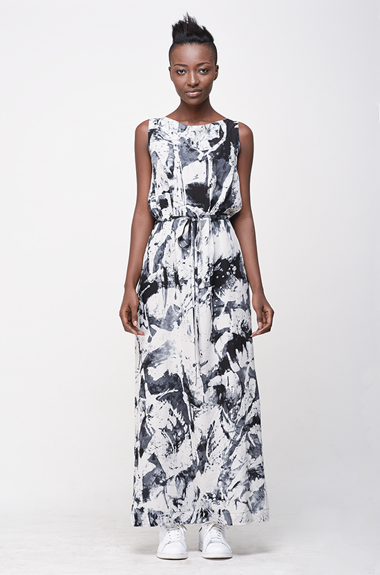 Osei-Duro Guise Maxi Dress in B&W Abstract Osei-Duro Guise Maxi Dress in B&W Abstract