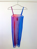 Kitty Joseph Iridescent Stripe Crystal Pleated Organza Dress - Cobalt/Ruby - Thumbnail 1