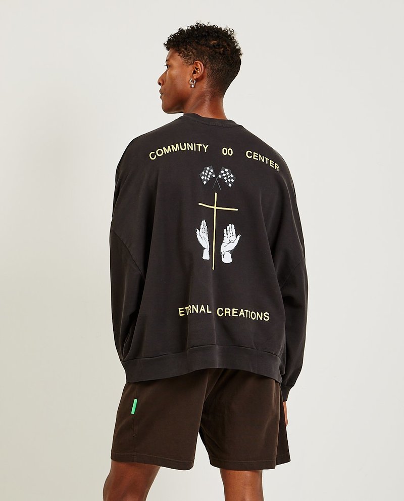 トップス WILLY CHAVARRIA HOOLIGAN CREW NAVY Hooligan Block Sweatshirt in White/True Navy – SVRN
