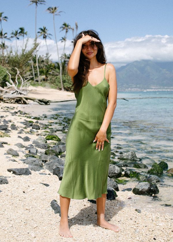 Doyenne the Label Silk slip dress - sea turtle green | Garmentory