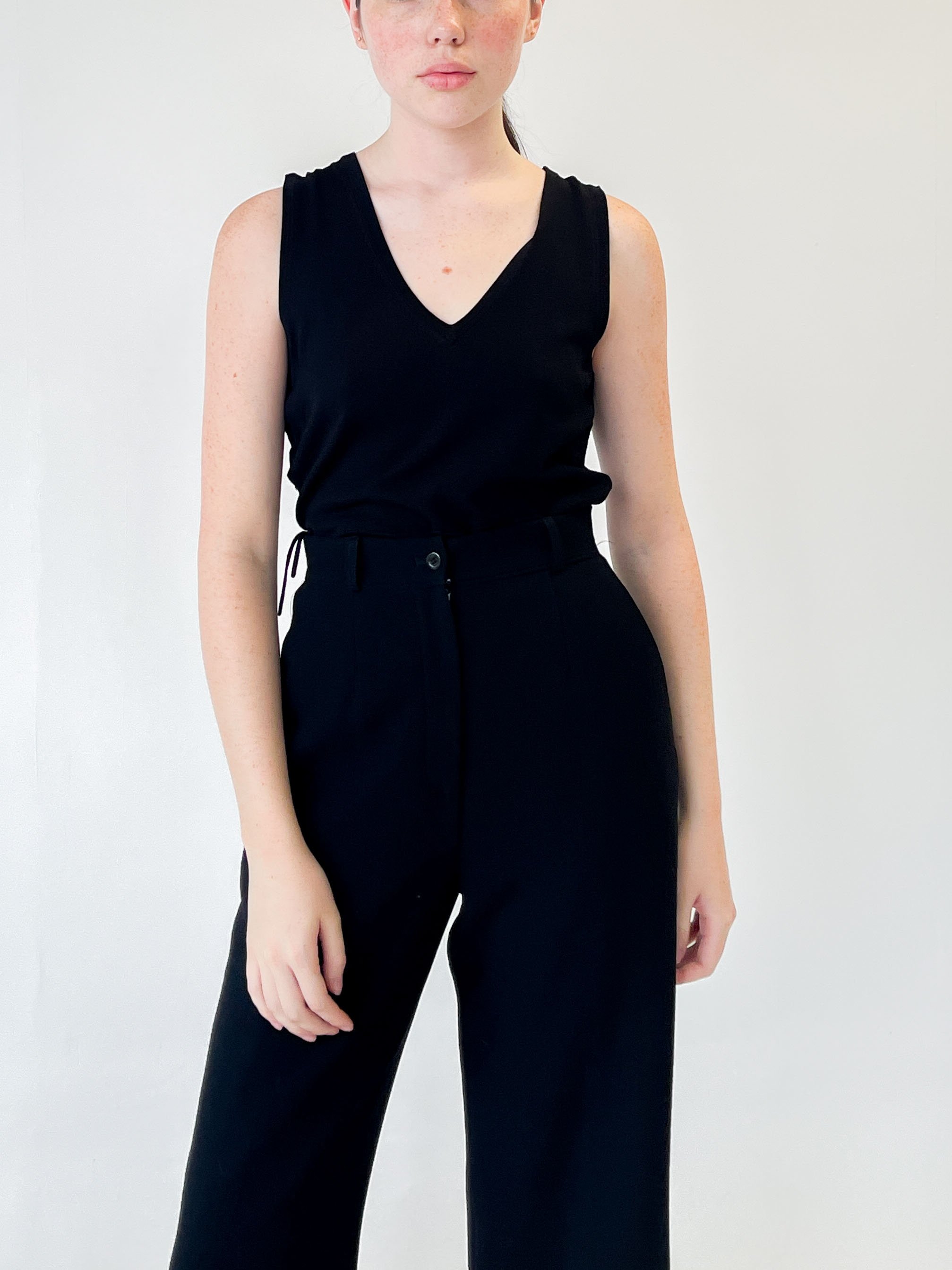 lace up side knitted tank