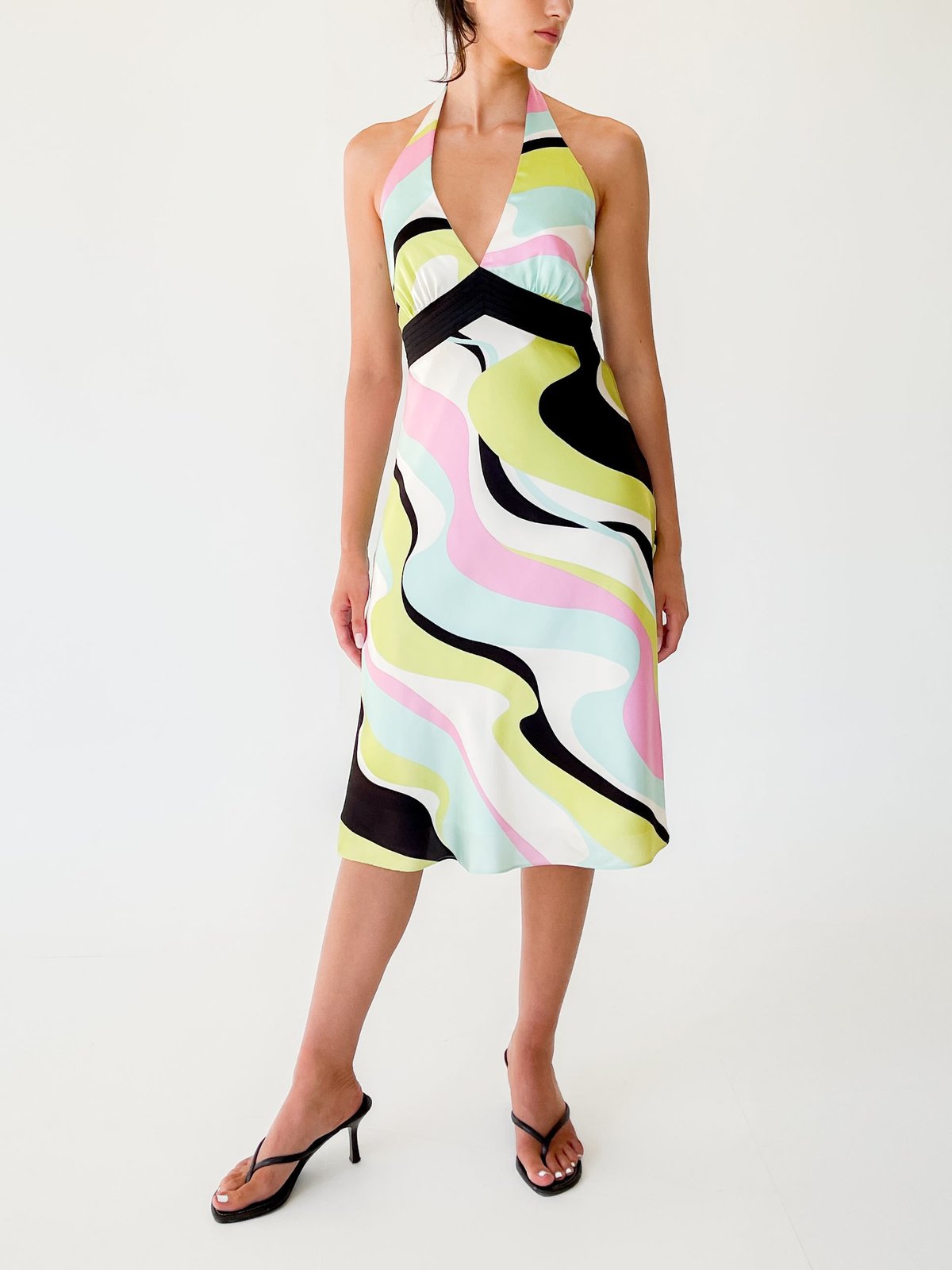 Vintage Pucci Esque Print Silk Halter Dress - multi | Garmentory Vintage Pucci Esque Print Silk Halter Dress - multi | Garmentory