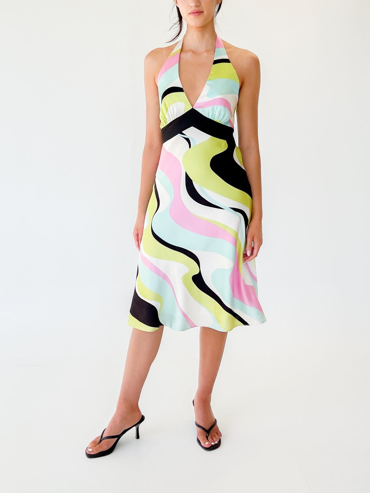 Vintage Pucci Esque Print Silk Halter Dress - multi | Garmentory Vintage Pucci Esque Print Silk Halter Dress - multi | Garmentory