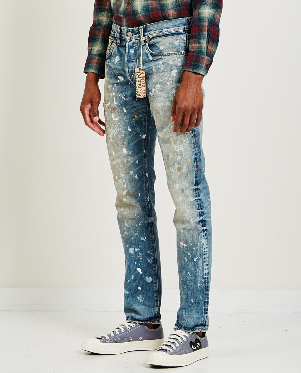 RRL Slim Fit Distressed Selvedge Jeans - Light - Image 2 of 4