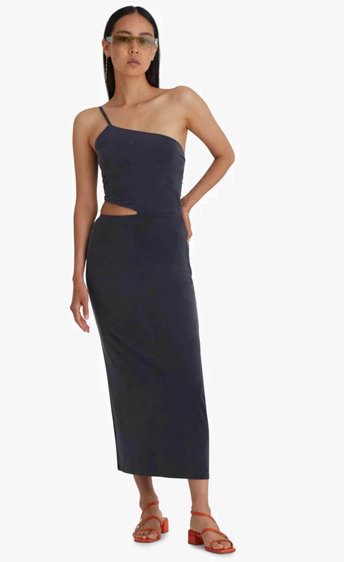 open lace back dress A-line One-Shoulder Tulle Maxi Bridesmaid Dress