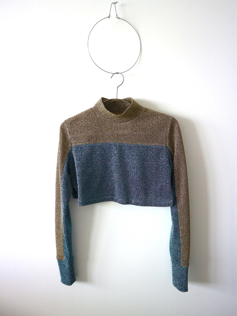 KYE Sparkle Lurex Crop Top - Blue/Gold KYE Sparkle Lurex Crop Top - Blue/Gold