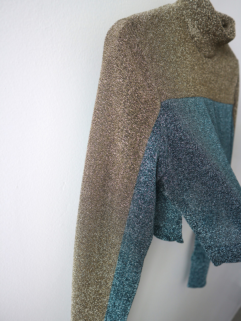 KYE Sparkle Lurex Crop Top - Blue/Gold KYE Sparkle Lurex Crop Top - Blue/Gold