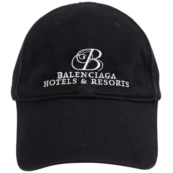 Balenciaga Hotels & ResortsキャップL黒 バレンシアガ Balenciaga BLACK EMBROIDERED Hotels and Resorts CAP | Garmentory
