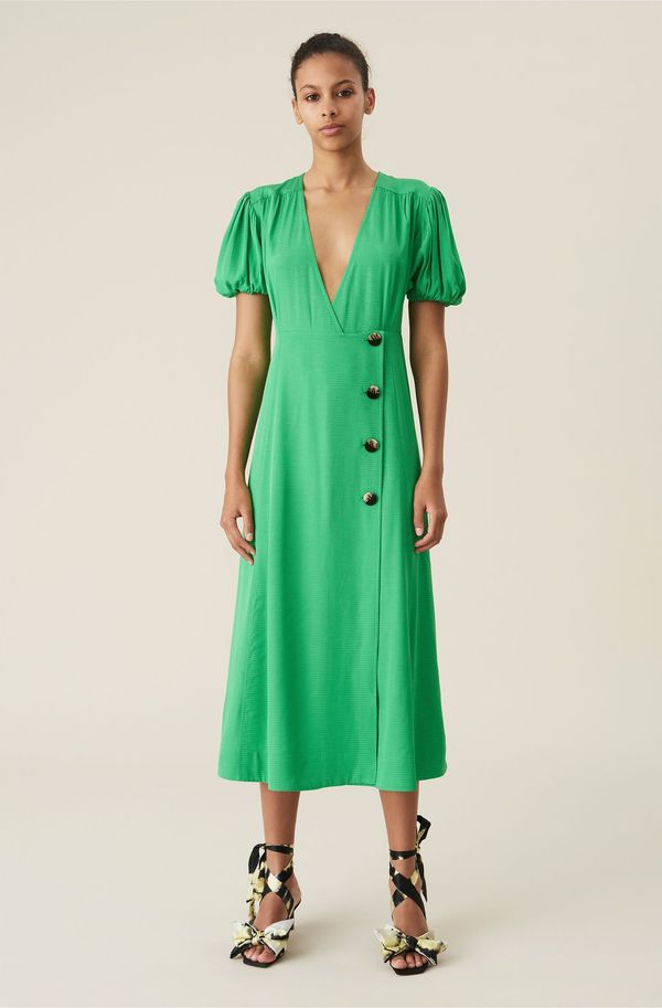 kelly green wrap dress Taylor Satin Crinkle Maxi Dress, Green / 6 main image 1
