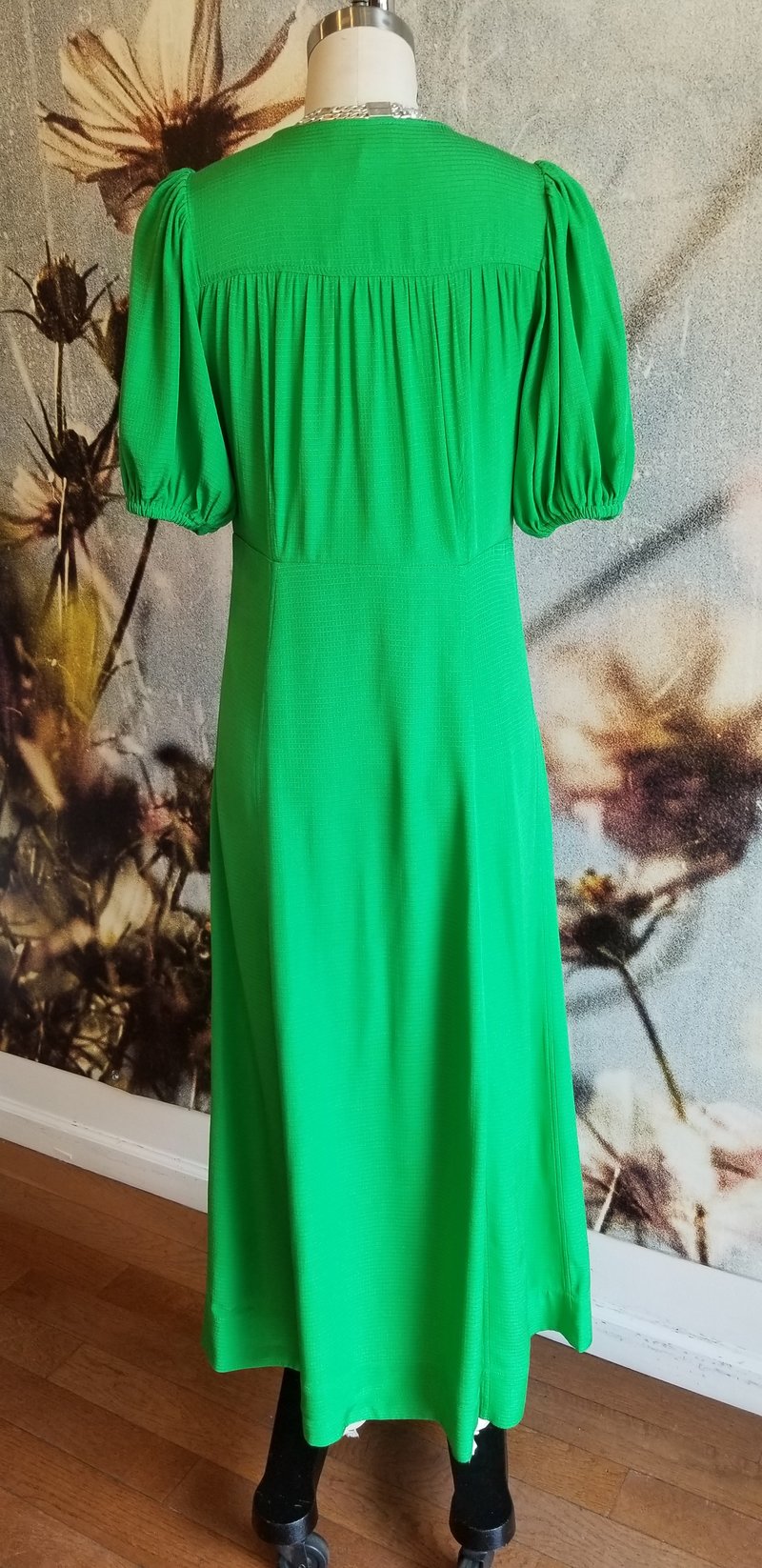 GANNI】K1559 Green Ribbed dress マキシワンピース（GANNI Sequin Mid  