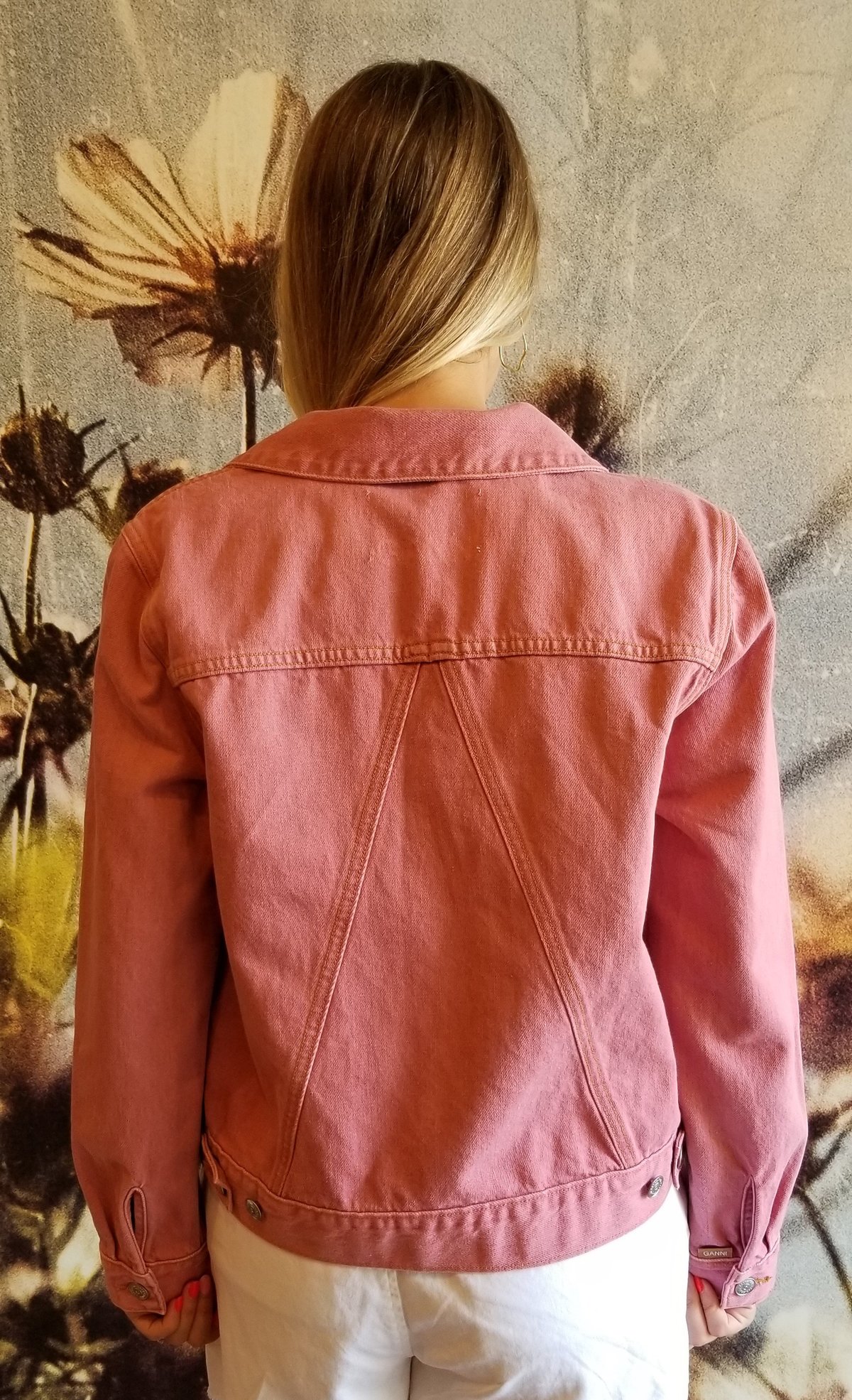 Ganni Yarndyed Denim Jacket - Pink Nectar | Garmentory