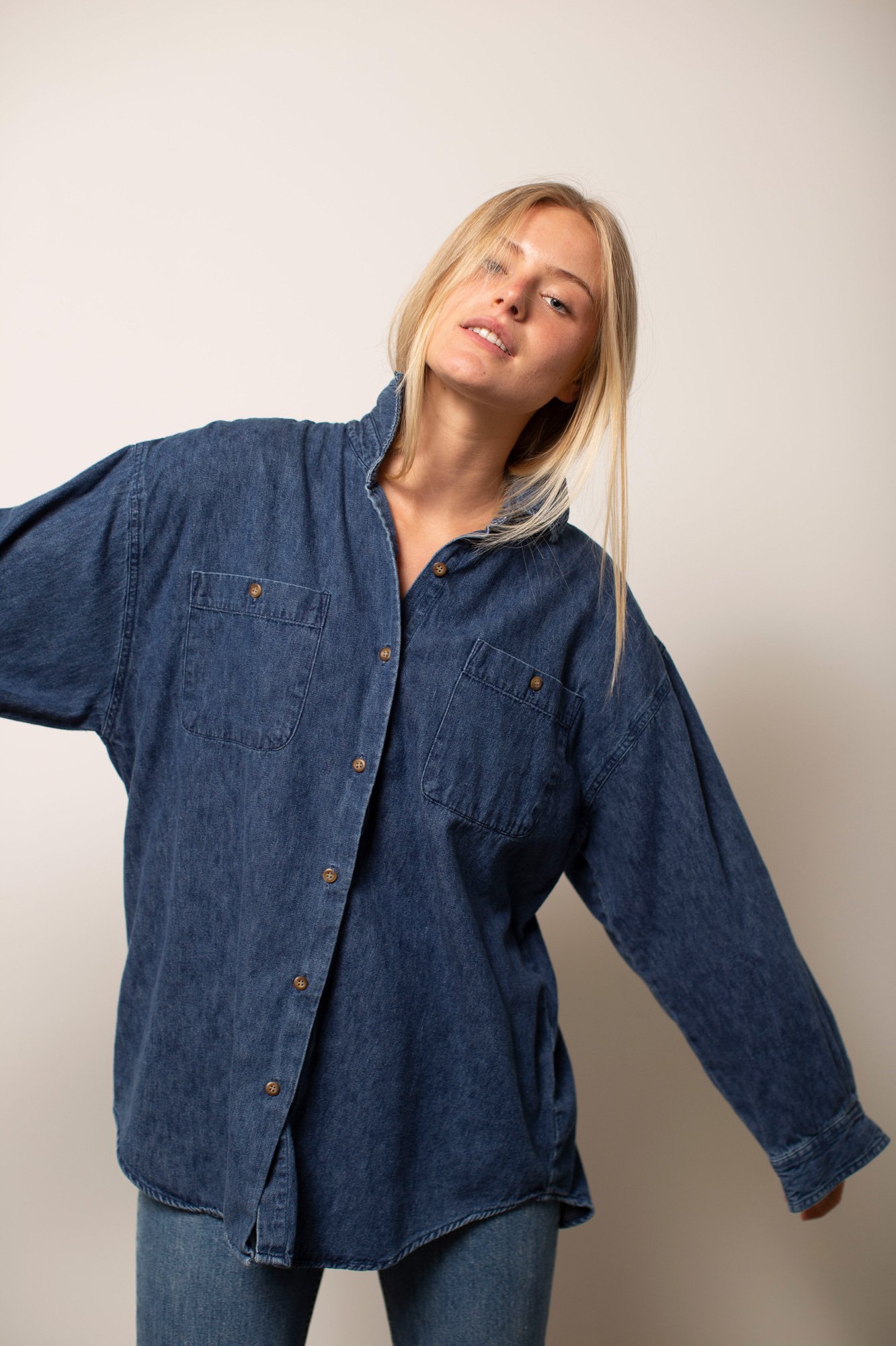 Cool and Carefree Denim Button Down