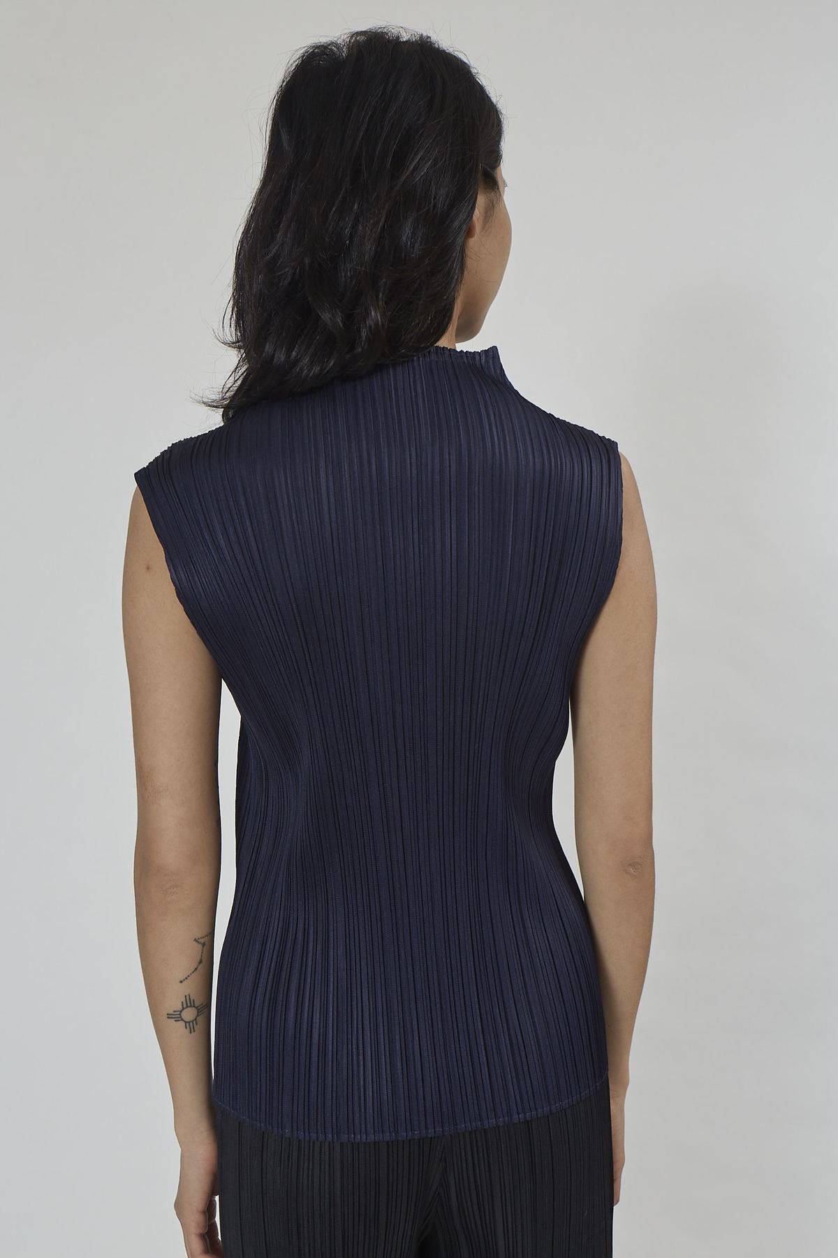 Issey Miyake Pleats Please Basics Top - Navy | Garmentory
