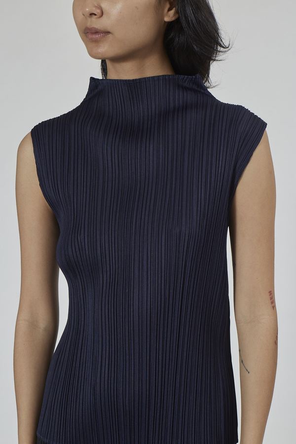 Issey Miyake Pleats Please Basics Top - Navy | Garmentory