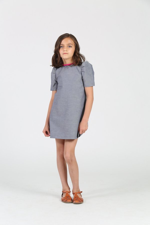 Kids Little Olin Balloon Sleeve Dress - Morning Fog | Garmentory