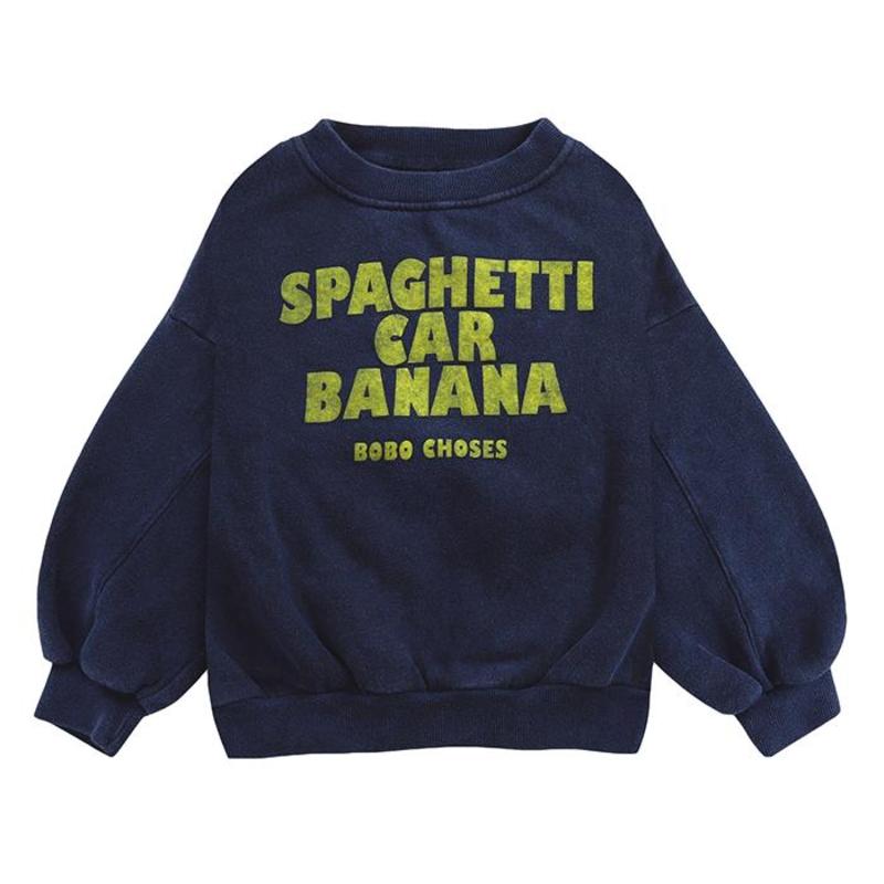Bobo Choses Child Sweatshirt With Spaghetti Car Banana Print Navy