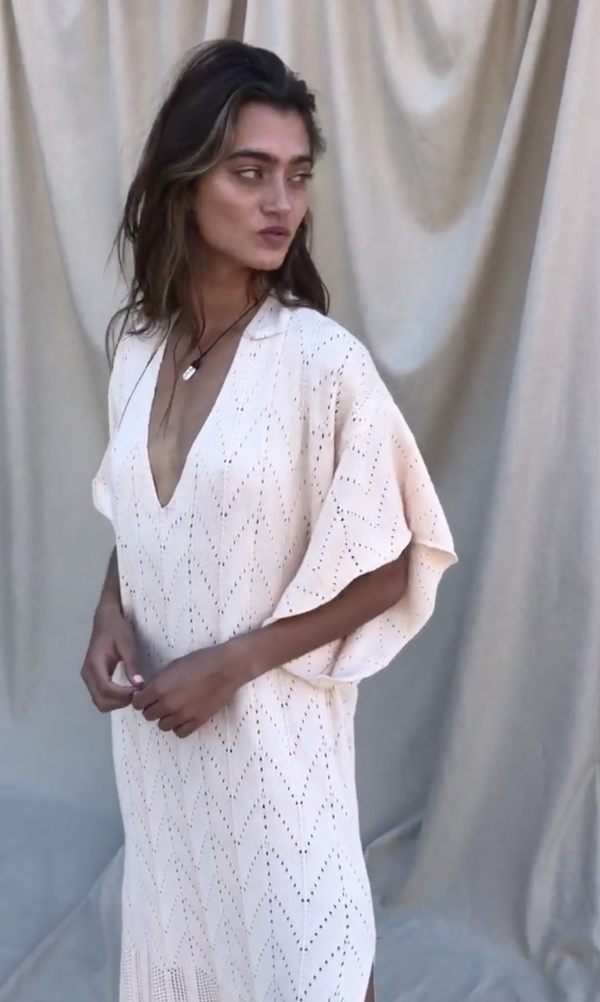pale pink beach dress Pink Silk Maxi Dress for warm holidays – Lindsey Brown main image 0