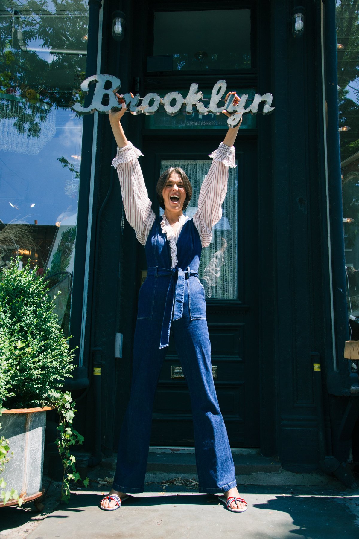 [Pre-Loved] Alice + Olivia Zip Front Jumpsuit - Denim - Image 2 of 7