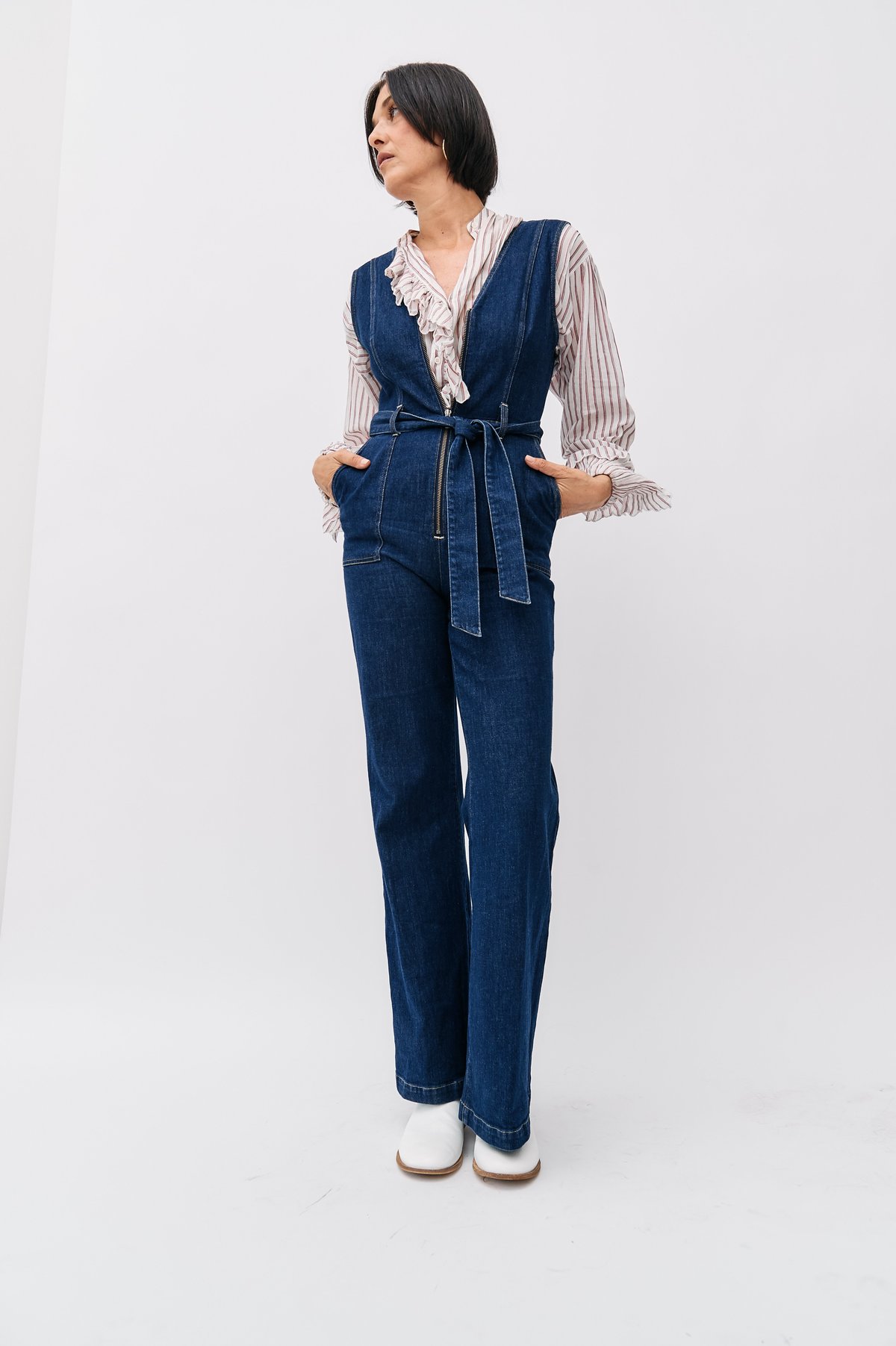 [Pre-Loved] Alice + Olivia Zip Front Jumpsuit - Denim - Image 6 of 7