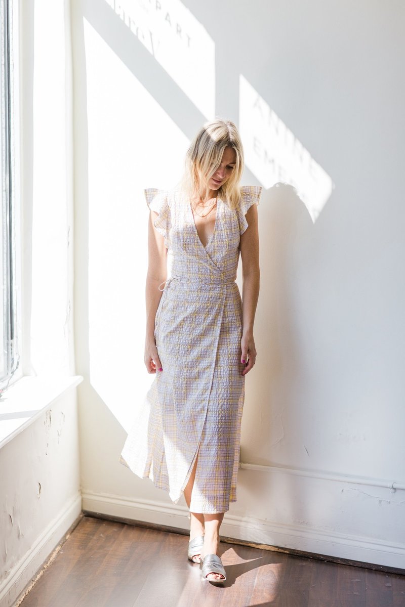 ワンピース GANNI Seersucker Check Dress Ganni + Seersucker Check Maxi Dress