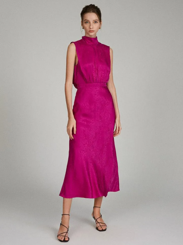 saloni fleur midi dress pink Saloni Fleur Midi Dress - Cerise