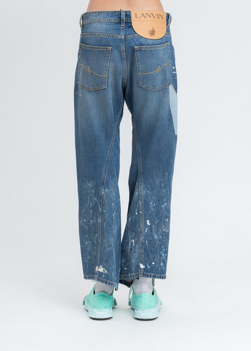 GALLERY DEPT. x LANVIN Paint Marks Washed Denim Jeans - Blue