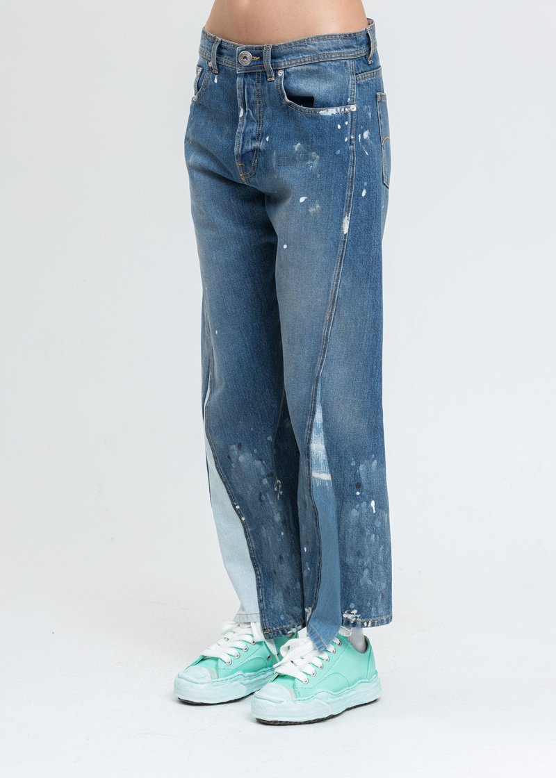 GALLERY DEPT. x LANVIN Paint Marks Washed Denim Jeans - Blue