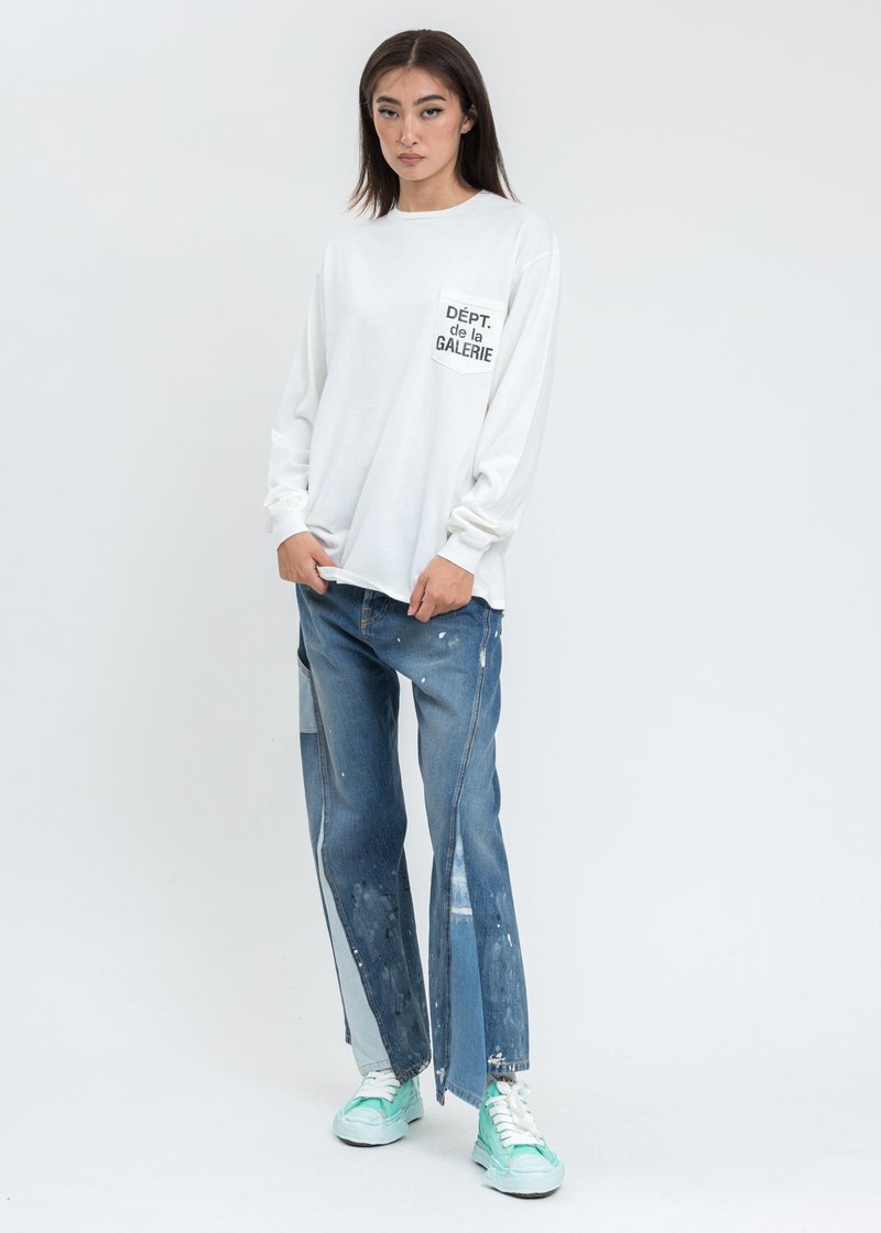 GALLERY DEPT. French Logo Long Sleeve Pocket Tee - White