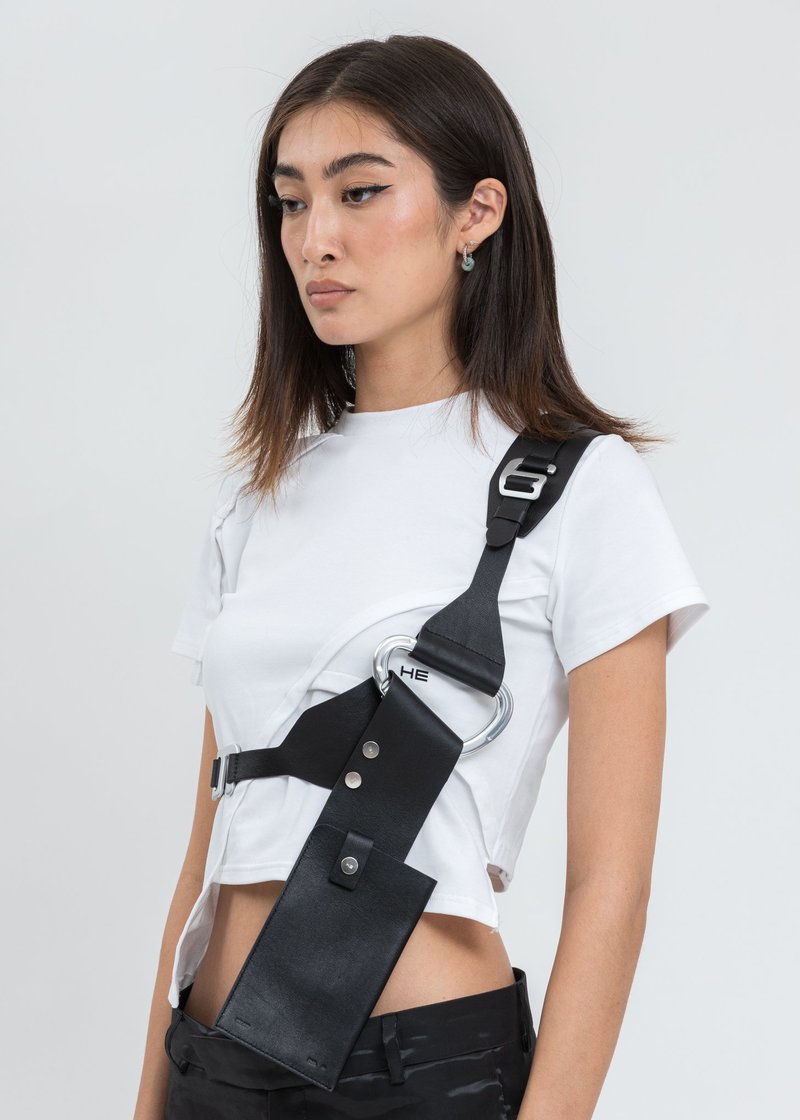 Heliot Emil Leather Harness Phone Holder - Black | Garmentory