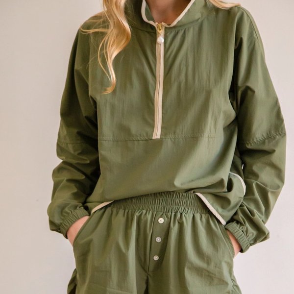 nylon half zip pullover