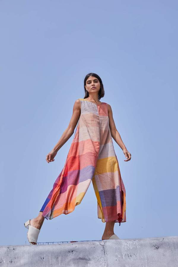 Rujuta Sheth All Day Romper - Dusk Multi Chex | Garmentory