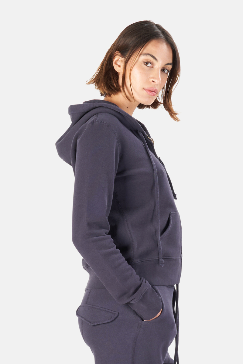 Nili Lotan Women's Callie Zip Up Hoodie Sweater - Navy Nili Lotan Women's Callie Zip Up Hoodie Sweater - Navy