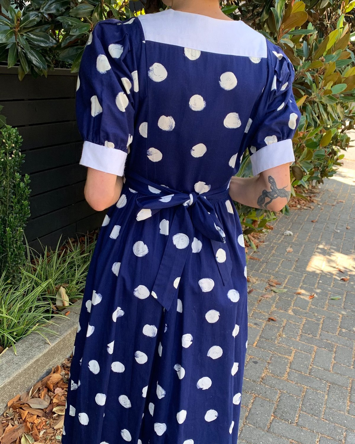 Vintage Cotton Polka Dot Dress - Blue | Garmentory