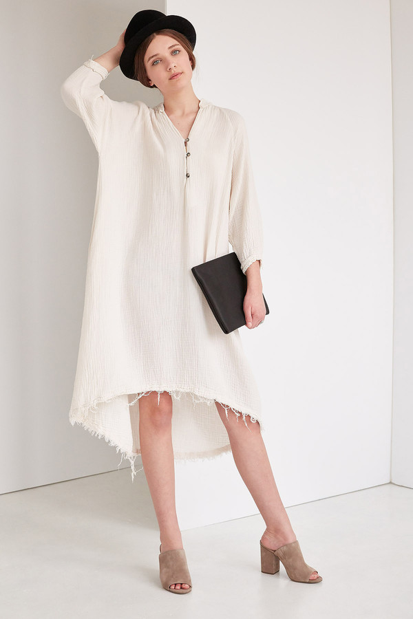 Black Crane Double Gauze Dress - Eggshell | Garmentory